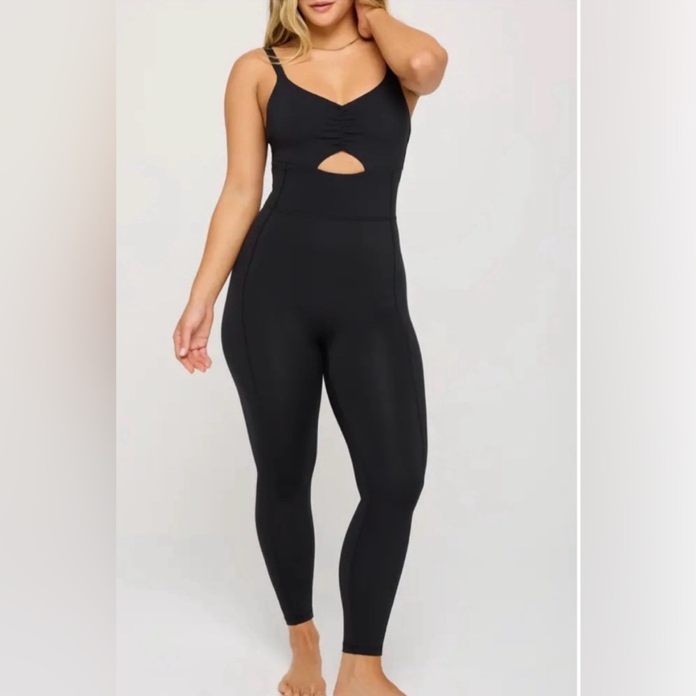 Spiritual Gangster Olivia Black Strappy Bodysuit 7/8 Small Athletic Yoga